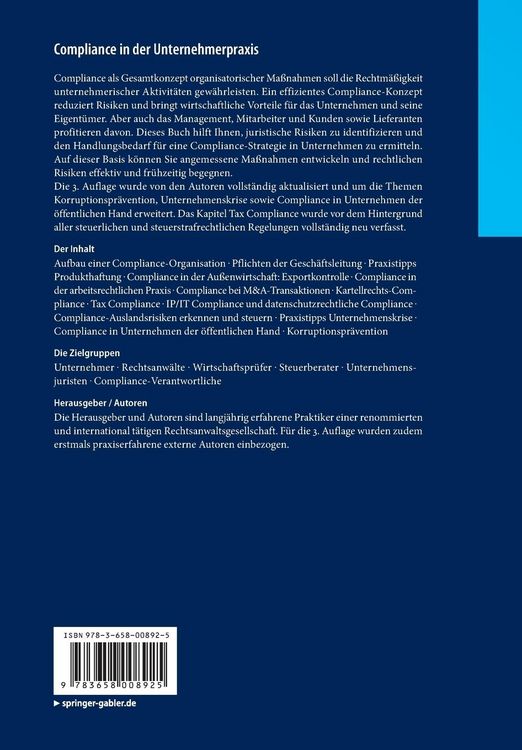Produktbild: Compliance in der Unternehmerpraxis