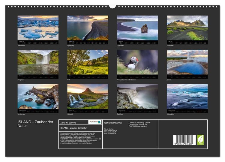 Produktbild: ISLAND - Zauber der Natur (hochwertiger Premium Wandkalender 2026 DIN A2 quer), Kunstdruck in Hochglanz