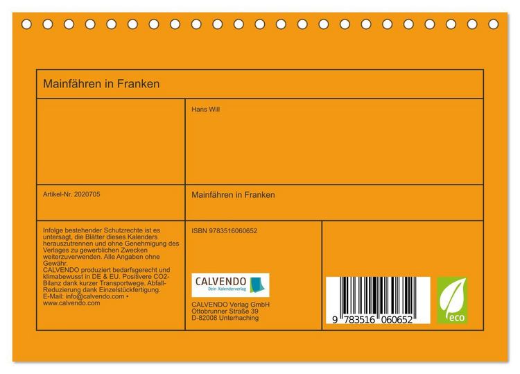 Produktbild: Mainf&auml;hren in Franken (Tischkalender 2026 DIN A5 quer), CALVENDO Monatskalender