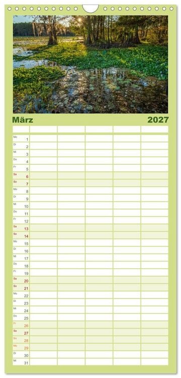 Produktbild: Familienplaner 2027 - Natur Paradies Mississippi Delta mit 5 Spalten (Wandkalender, 21 x 45 cm) CALVENDO