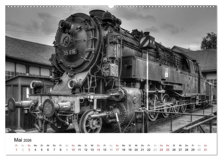 Produktbild: Unter Dampf - Eisenbahnromantik in schwarz-wei&szlig; (Wandkalender 2026 DIN A2 quer), CALVENDO Monatskalender