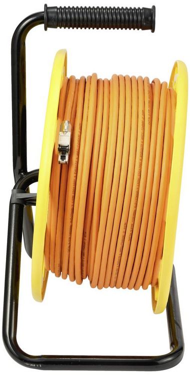Produktbild: Renkforce RJ45 Netzwerk Kabeltrommel CAT 6a (Rohkabel CAT 7) S/FTP 50m Orange Halogenfrei