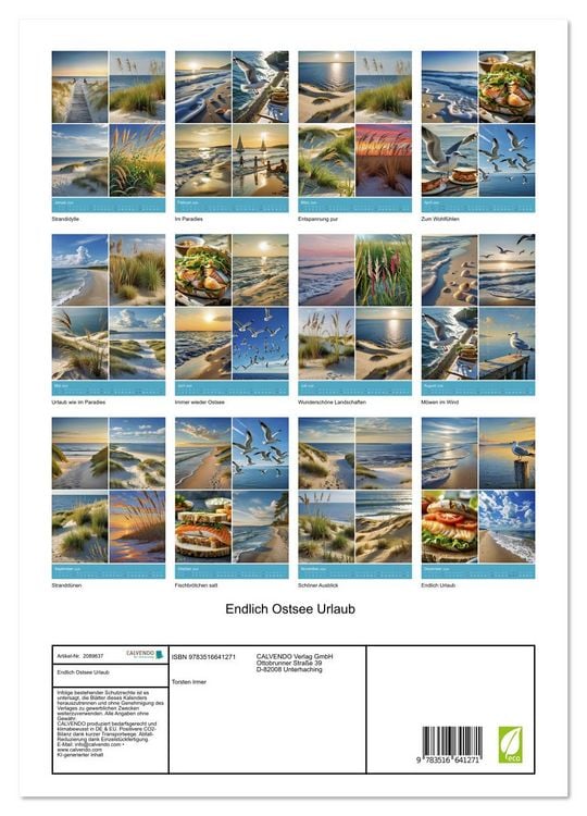 Produktbild: Endlich Ostsee Urlaub (hochwertiger Premium Wandkalender 2026 DIN A2 hoch), Kunstdruck in Hochglanz