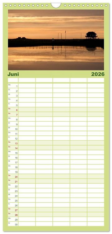 Produktbild: Familienplaner 2026 - Hallig Hooge - zwischen Himmel und Erde mit 5 Spalten (Wandkalender, 21 x 45 cm) CALVENDO