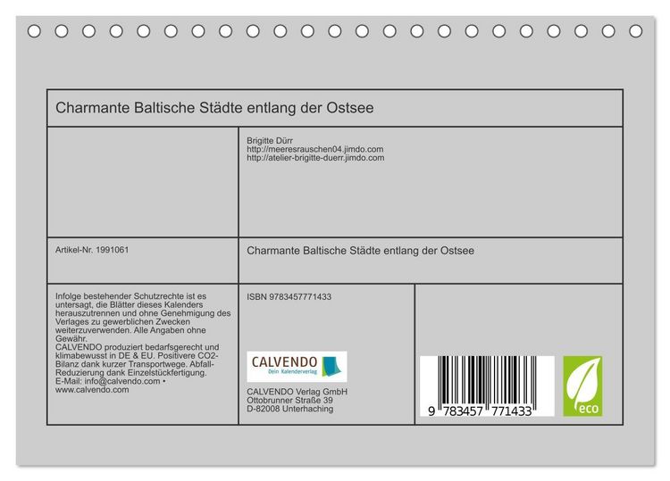 Produktbild: Charmante Baltische St&auml;dte entlang der Ostsee (Tischkalender 2026 DIN A5 quer), CALVENDO Monatskalender
