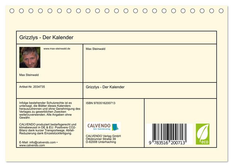 Produktbild: Grizzlys - Der Kalender (Tischkalender 2026 DIN A5 quer), CALVENDO Monatskalender