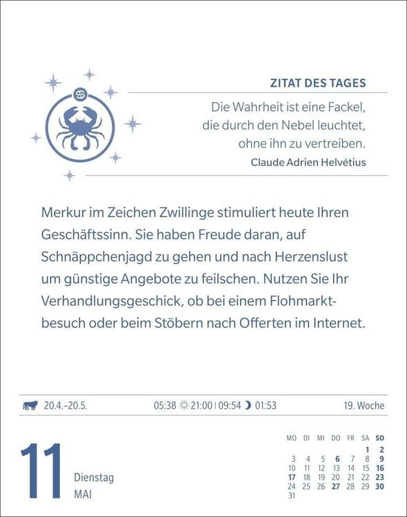 Produktbild: Krebs Sternzeichenkalender 2027 - Tagesabrei&szlig;kalender - Ihr Horoskop f&uuml;r jeden Tag