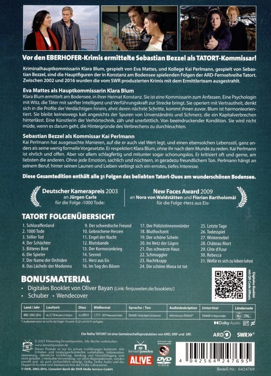 Produktbild: Tatort - Team Konstanz & Bodensee - Blum und Perlmann (Alle 31 F&auml;lle) [16 DVDs]