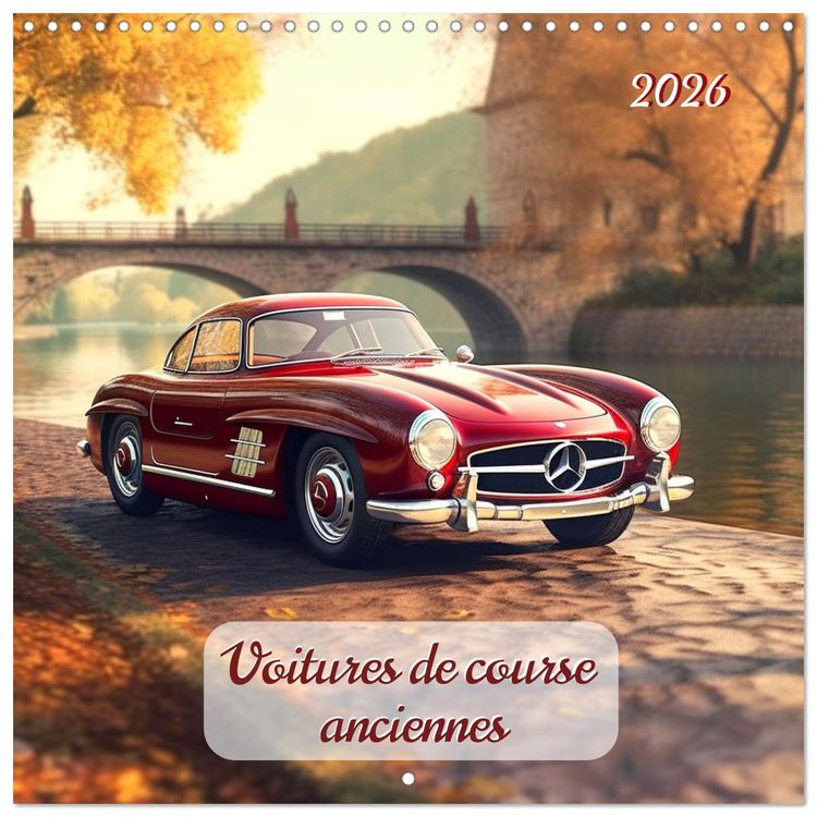 Produktbild: Voitures de course anciennes (Calendrier mural carr&eacute; 2026 30x30 cm) Calendrier double avec une page pour vos prises de notes