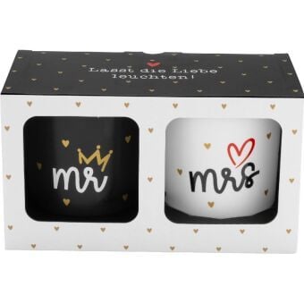 Produktbild: Kerzen-Set Motiv "Hochzeit Mr. & Mrs."