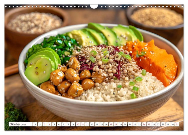 Produktbild: Vegane Bowls - Eine Sch&uuml;ssel voller Geschmack (Wandkalender 2026 DIN A3 quer), CALVENDO Monatskalender