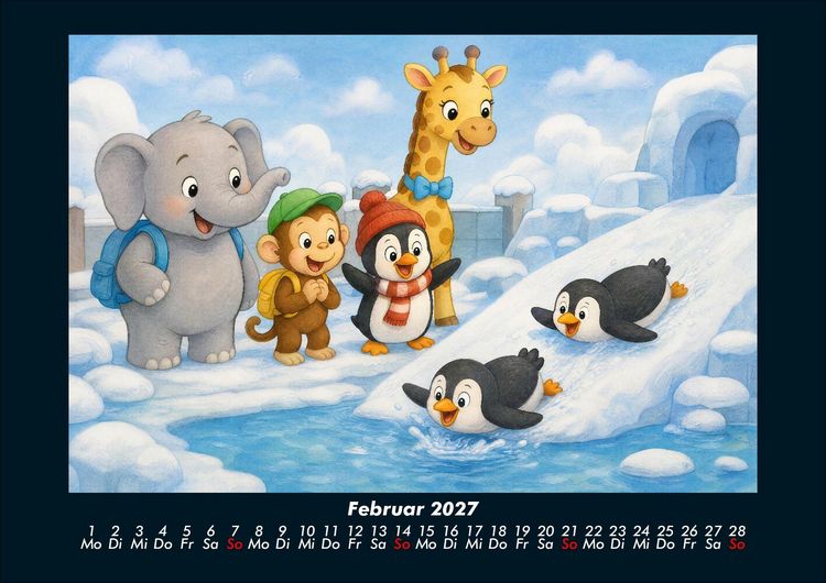 Produktbild: Ein Jahr im Zoo mit Raffi und Freunden 2027 Fotokalender DIN A4
