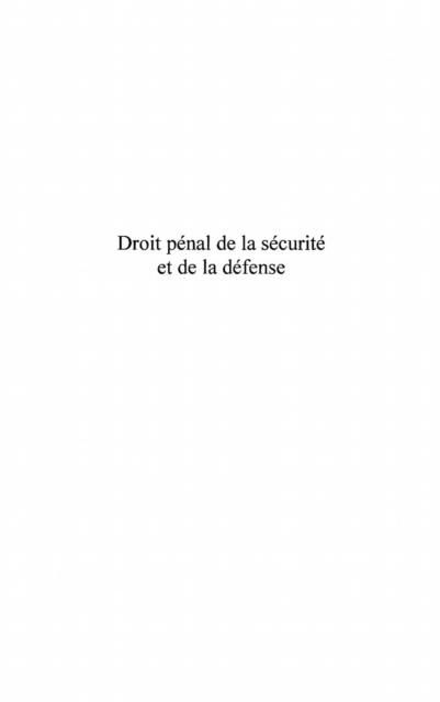 Produktbild: Droit penal de la securite et de la defense