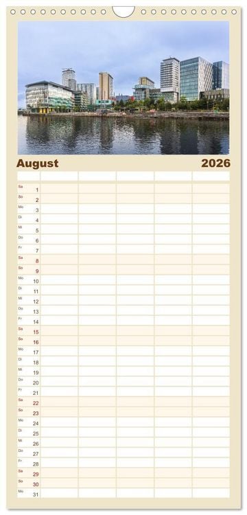 Produktbild: Familienplaner 2026 - Faszination Manchester mit 5 Spalten (Wandkalender, 21 x 45 cm) CALVENDO