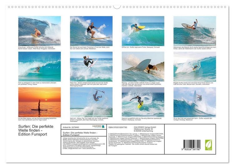 Produktbild: Surfen: Die perfekte Welle finden - Edition Funsport (hochwertiger Premium Wandkalender 2026 DIN A2 quer), Kunstdruck in Hochglanz