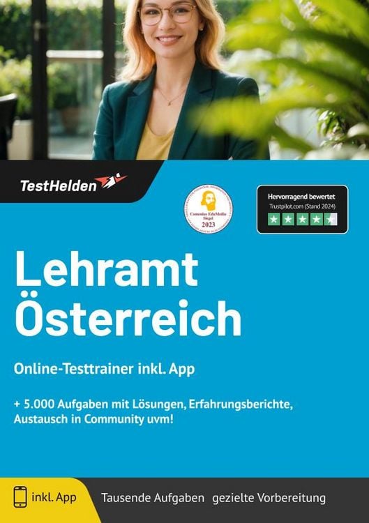 Produktbild: Lehramt &Ouml;sterreich: Online-Testtrainer inkl. App | + 5.000 Aufgaben mit L&ouml;sungen, Erfahrungsberichte, Austausch in Community uvm!