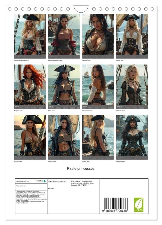 Produktbild: Pirate princesses (Wall Calendar 2026 DIN A4 portrait), CALVENDO 12 Month Wall Calendar