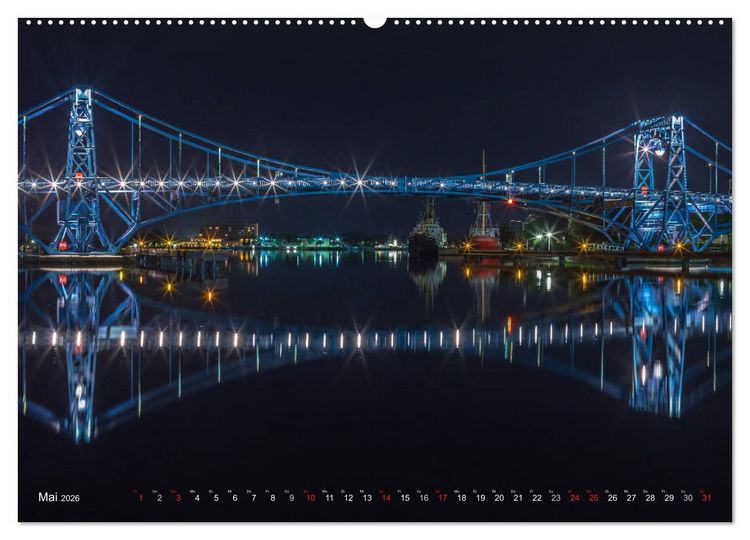 Produktbild: Nachts in Wilhelmshaven Edition mit maritimen Motiven (Wandkalender 2026 DIN A2 quer), CALVENDO Monatskalender