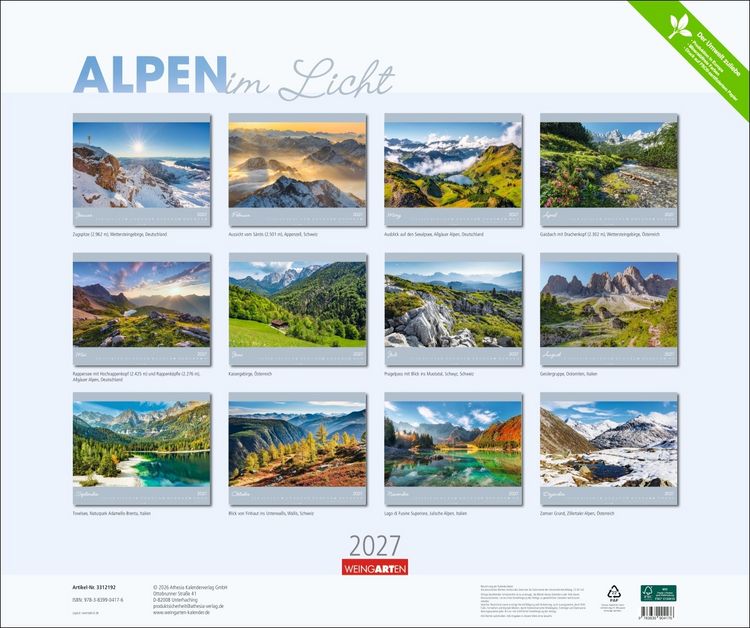 Produktbild: Alpen im Licht Kalender 2027