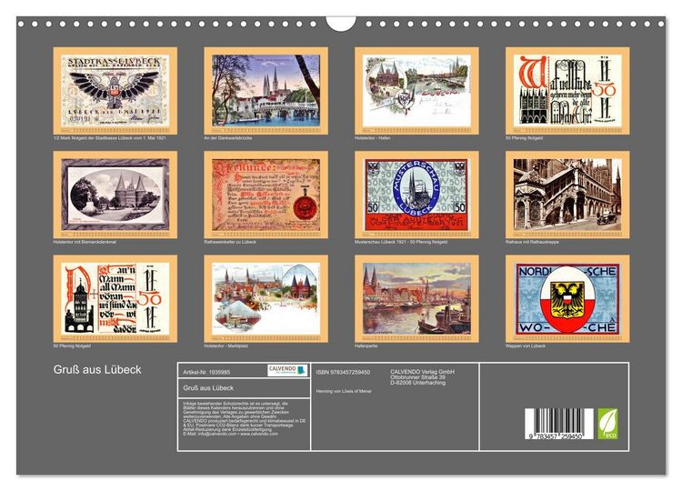 Produktbild: Gru&szlig; aus L&uuml;beck (Wandkalender 2026 DIN A3 quer), CALVENDO Monatskalender