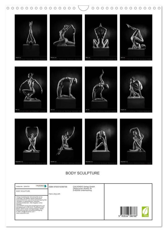 Produktbild: BODY SCULPTURE (Wandkalender 2026 DIN A3 hoch), CALVENDO Monatskalender