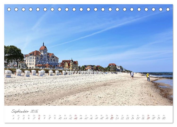 Produktbild: Seeb&auml;der an der Ostseek&uuml;ste - Mod&auml;ne Villen, bunte Strandk&ouml;rbe, Ostseebrise, Sand und Meer (Tischkalender 2026 DIN A5 quer), CALVENDO Monatskalender