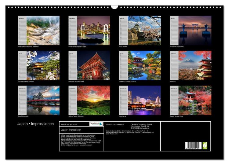 Produktbild: Japan &bull; Impressionen (Wandkalender 2026 DIN A2 quer), CALVENDO Monatskalender