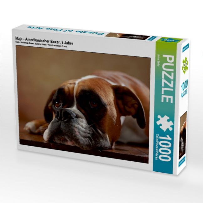 Produktbild: CALVENDO Puzzle Maja - Amerikanischer Boxer, 3 Jahre 1000 Teile Puzzle quer | 1000 Teile Lege-Gr&ouml;&szlig;e 64 &times; 48 cm Foto-Puzzle f&uuml;r gl&uuml;ckliche Stunden