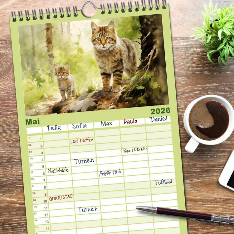 Produktbild: Familienplaner 2026 - Zw&ouml;lf Monate im Wald mit 5 Spalten (Wandkalender, 21 x 45 cm) CALVENDO