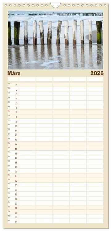 Produktbild: Familienplaner 2026 - Zeeland mit 5 Spalten (Wandkalender, 21 x 45 cm) CALVENDO