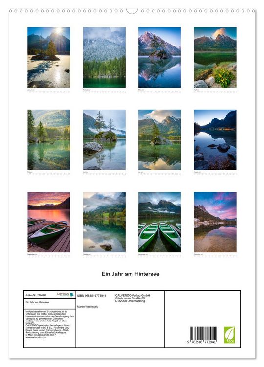 Produktbild: Ein Jahr am Hintersee (hochwertiger Premium Wandkalender 2027 DIN A2 hoch), Kunstdruck in Hochglanz