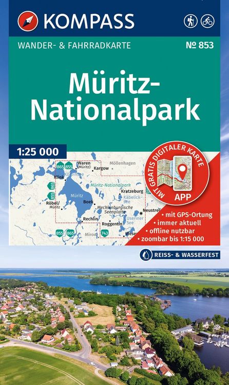 Produktbild: KOMPASS Wanderkarte 853 M&uuml;ritz-Nationalpark 1:25.000