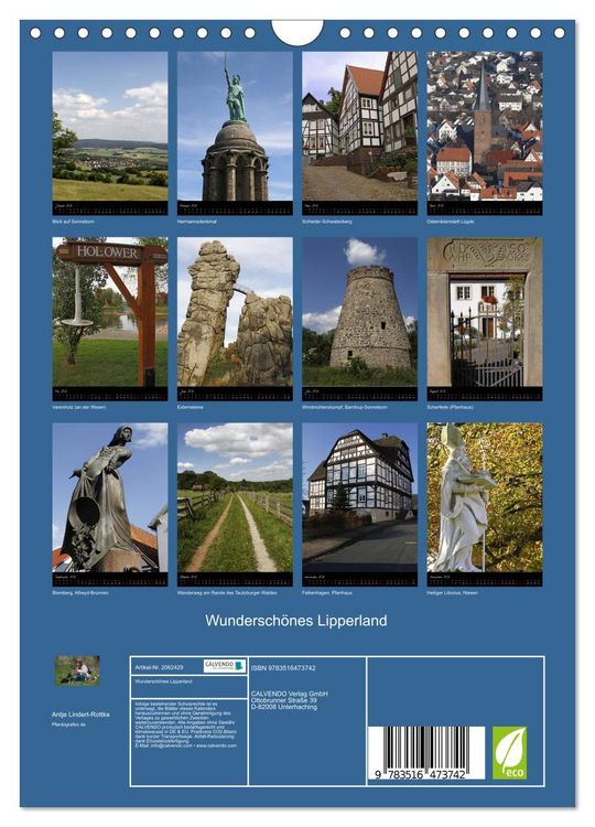 Produktbild: Wundersch&ouml;nes Lipperland (Wandkalender 2026 DIN A4 hoch), CALVENDO Monatskalender