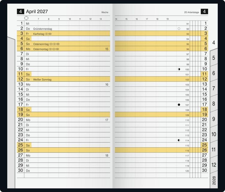 Produktbild: rido/id&eacute; 7046892907 Taschenkalender Mod. M-Planer 2027 A6, Kunststoff, schwarz