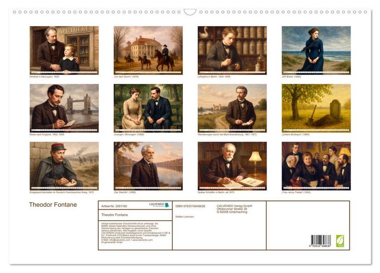 Produktbild: Theodor Fontane (Wandkalender 2026 DIN A2 quer), CALVENDO Monatskalender