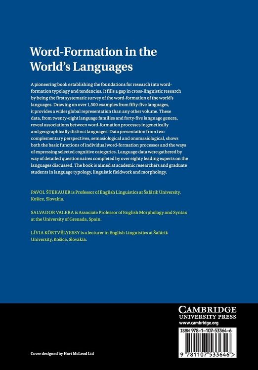 Produktbild: Word-Formation in the World's Languages
