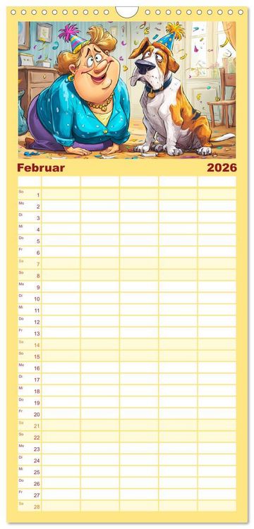 Produktbild: Familienplaner 2026 - Frauchen und Hund. Witzige Cartoons vom t&auml;glichen Chaos mit 5 Spalten (Wandkalender, 21 x 45 cm) CALVENDO