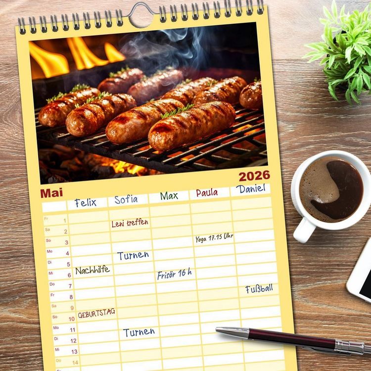 Produktbild: Familienplaner 2026 - BBQ Feuerzauber - Grillkalender mit 5 Spalten (Wandkalender, 21 x 45 cm) CALVENDO