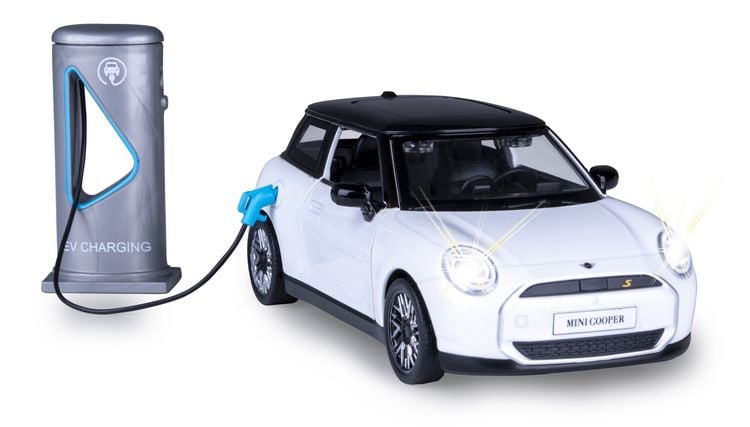 Produktbild: BMW Mini Cooper Diecast 1:28 wei&szlig; inkl. Knopfzellen