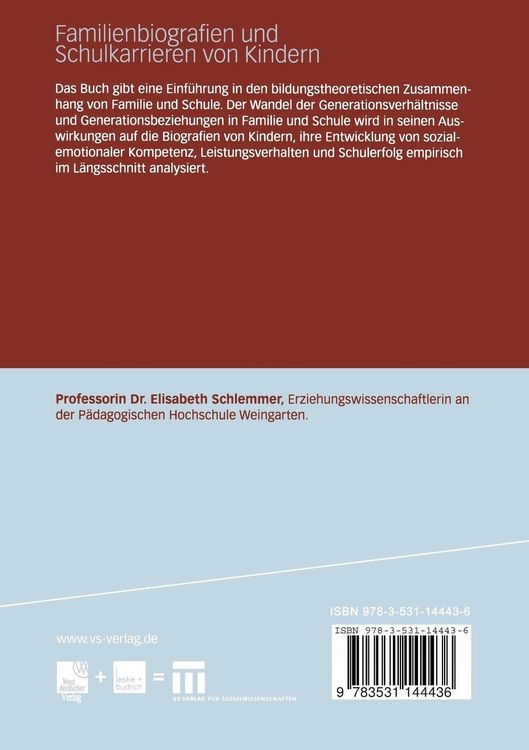 Produktbild: Familienbiografien und Schulkarrieren von Kindern