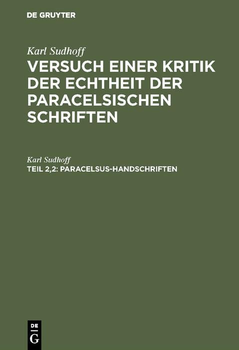 Produktbild: Paracelsus-Handschriften