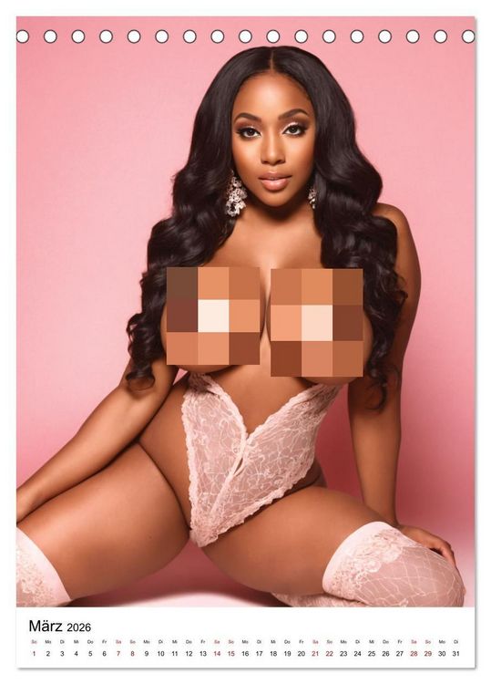 Produktbild: Busty Black - Vollbusige, exotische Frauen (Tischkalender 2026 DIN A5 hoch), CALVENDO Monatskalender