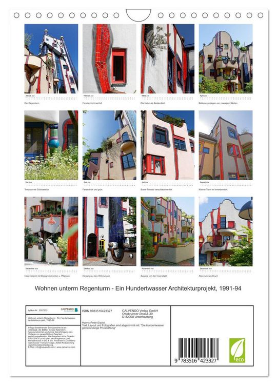 Produktbild: Wohnen unterm Regenturm - Ein Hundertwasser Architekturprojekt, 1991-94 (Wandkalender 2026 DIN A4 hoch), CALVENDO Monatskalender