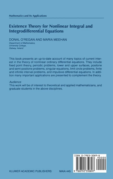 Produktbild: Existence Theory for Nonlinear Integral and Integrodifferential Equations
