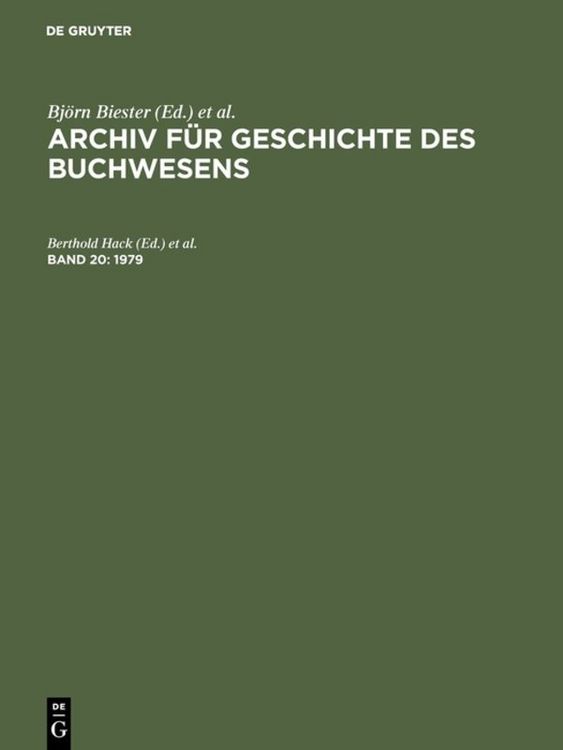 Produktbild: Archiv f&uuml;r Geschichte des Buchwesens / 1979