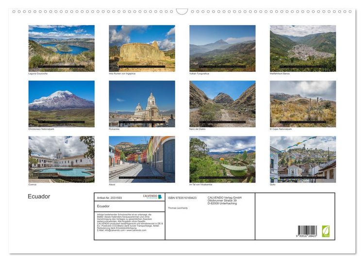 Produktbild: Ecuador (Wandkalender 2026 DIN A2 quer), CALVENDO Monatskalender