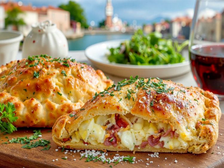 Produktbild: CALVENDO Puzzle Eine italienische Calzone - wer ger&auml;t da nicht ins Schw&auml;rmen | 1000 Teile Lege-Gr&ouml;&szlig;e 64x48cm Foto-Puzzle f&uuml;r gl&uuml;ckliche Stunden