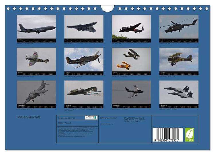 Produktbild: Military Aircraft (Wall Calendar 2026 DIN A4 landscape), CALVENDO 12 Month Wall Calendar