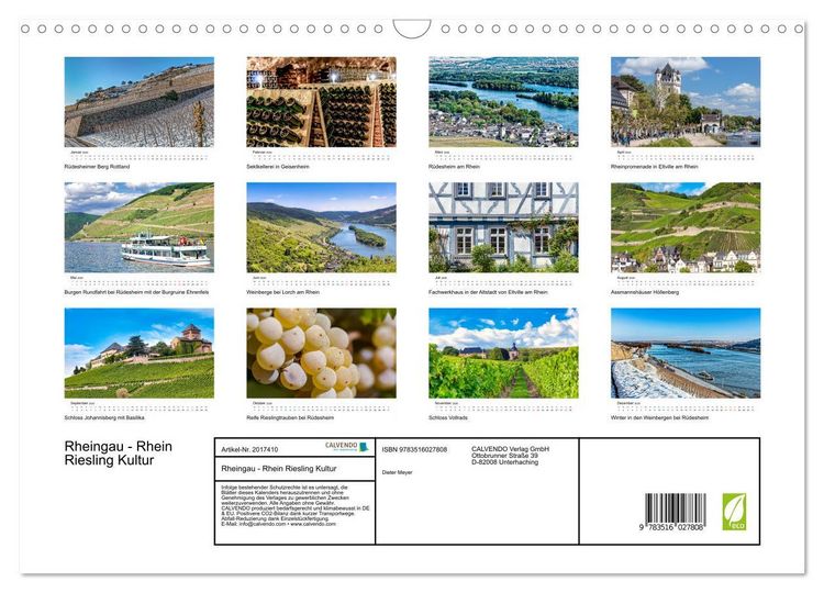Produktbild: Rheingau - Rhein Riesling Kultur (Wandkalender 2026 DIN A3 quer), CALVENDO Monatskalender
