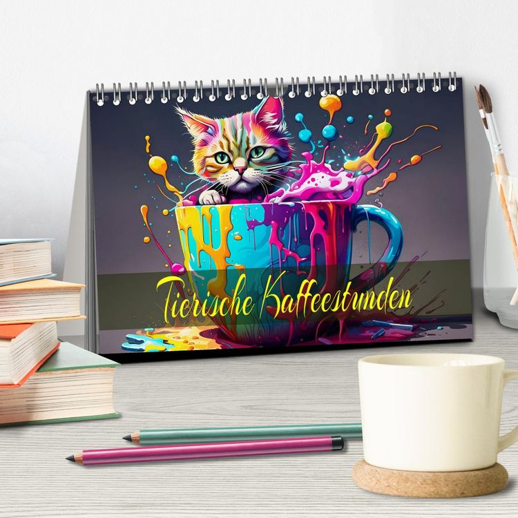 Produktbild: Tierische Kaffeestunden (Tischkalender 2026 DIN A5 quer), CALVENDO Monatskalender